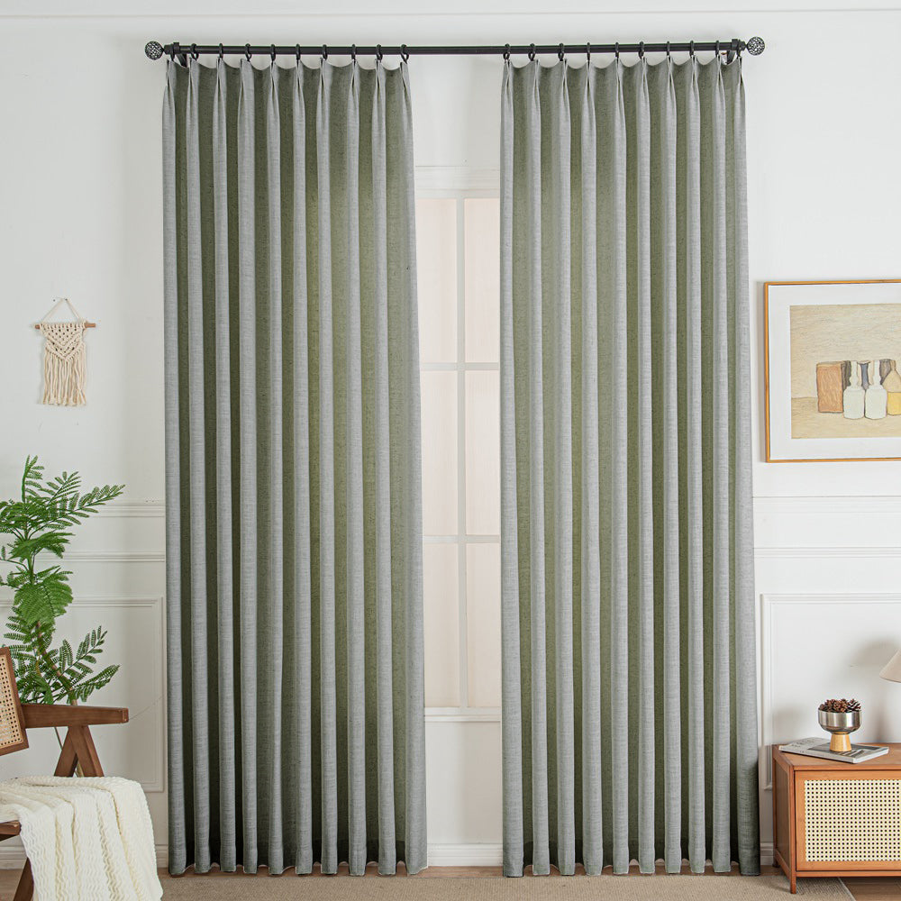 Grey 850-11 Lorna French Linen Custom Pleated Curtains Panel