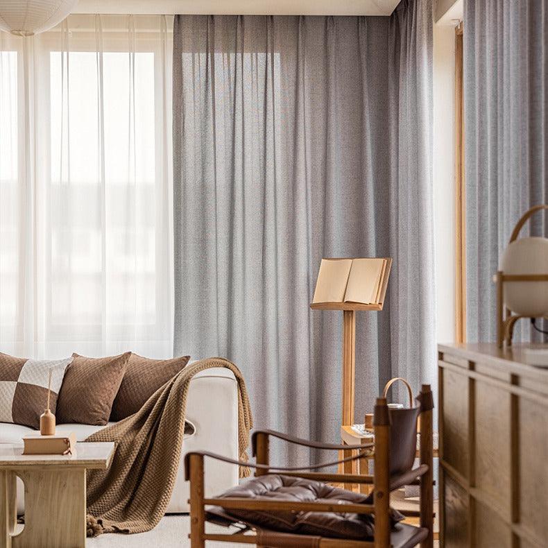 Mead Faux Linen Texture Custom Curtains For Living Room