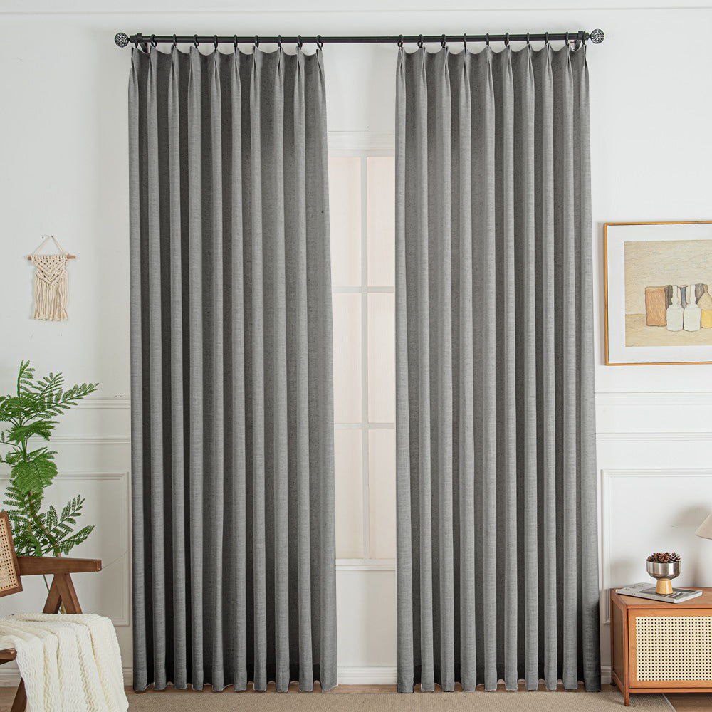 Rock Grey 850-12 Lorna French Linen Custom Pleated Curtains Panel