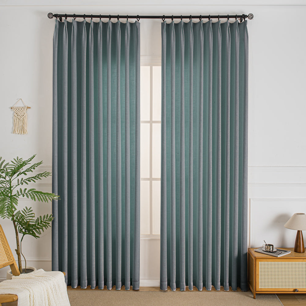 Medium Gray-12 Elise Heavyweight Textured Faux Linen Outdoor Custom Curtains