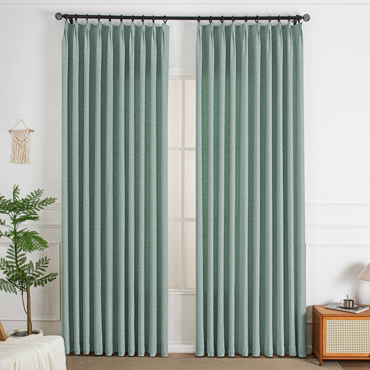 Blue-12 Thalia Textured Linen Custom Curtains