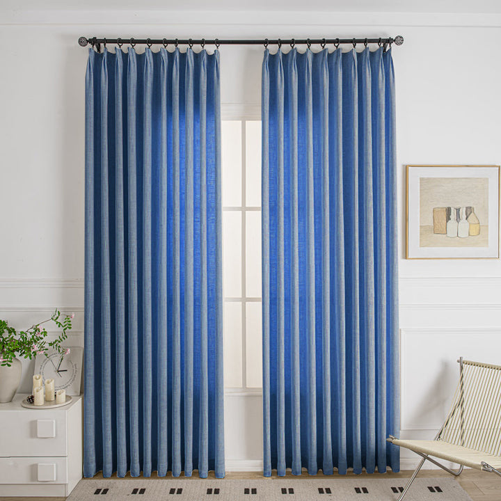 Navy-14 Cozy Heavyweight Linen Woven Custom Curtains