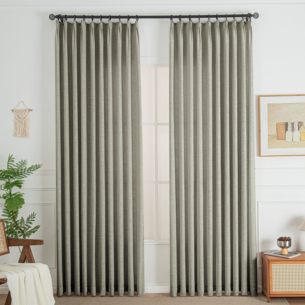 Light Grey 850-15 Lorna French Linen Custom Pleated Curtains Panel