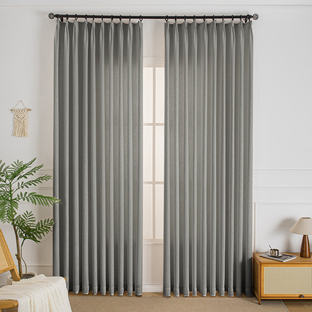 Grayish Green-15 Elise Heavyweight Textured Faux Linen Custom Curtains