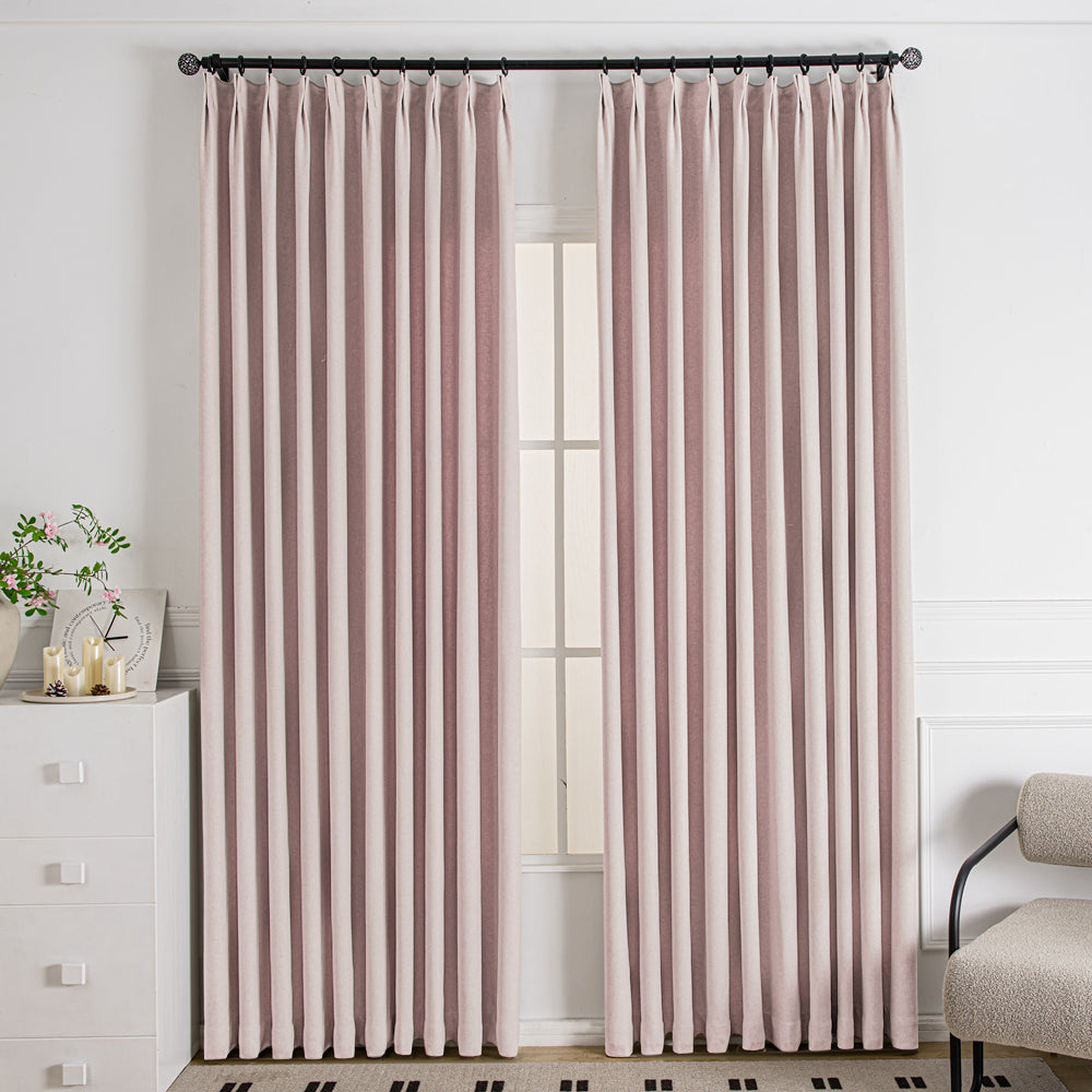 Tuscany Woven Faux Linen Pinch Pleat Custom Curtains