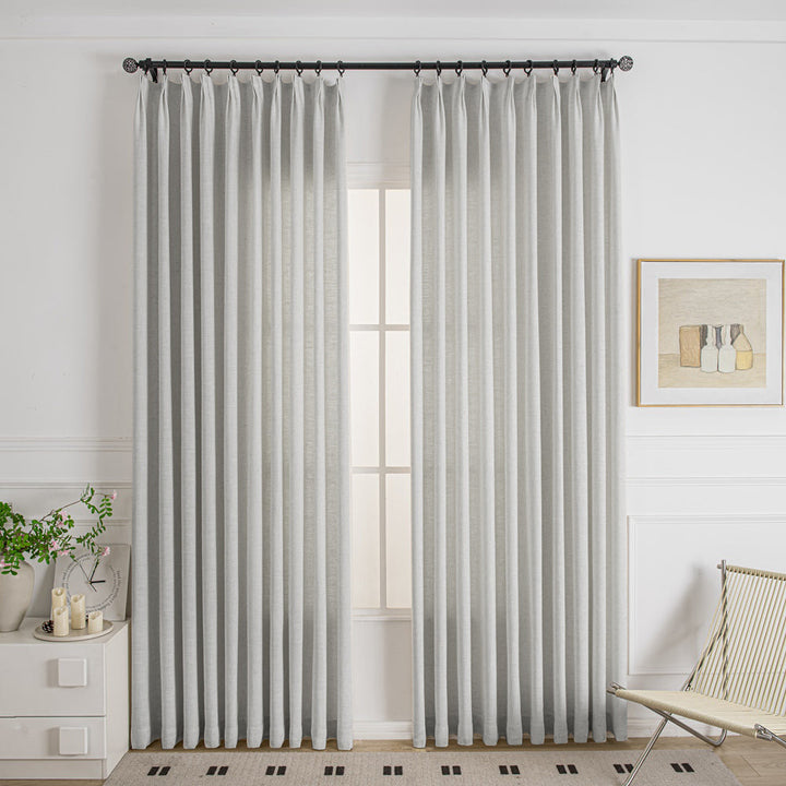 Light Gray-15 Cozy Heavyweight Linen Woven Custom Curtains