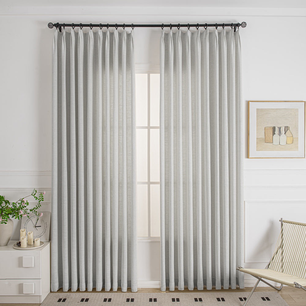 Light Gray-15 Cozy Heavyweight Linen Woven Bathroom Custom Curtains