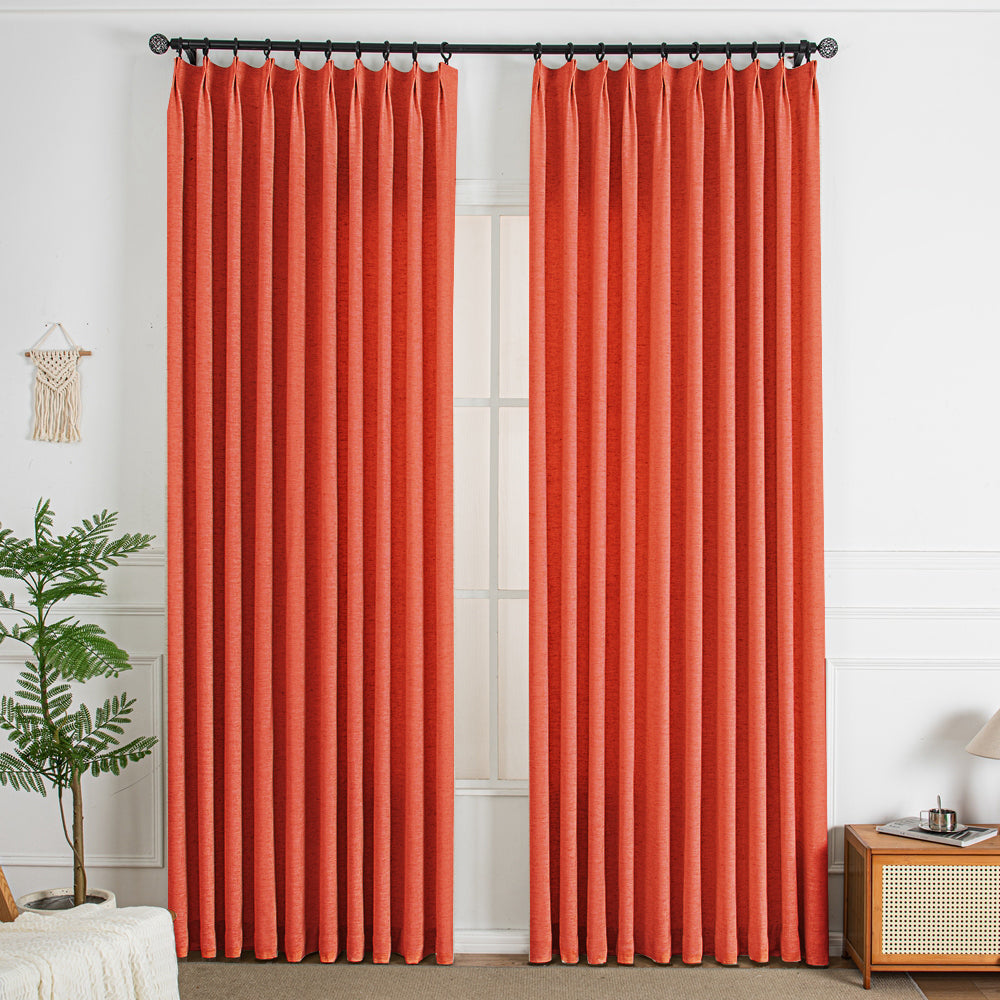 Orange Red-15 Thalia Textured Linen Custom Curtains
