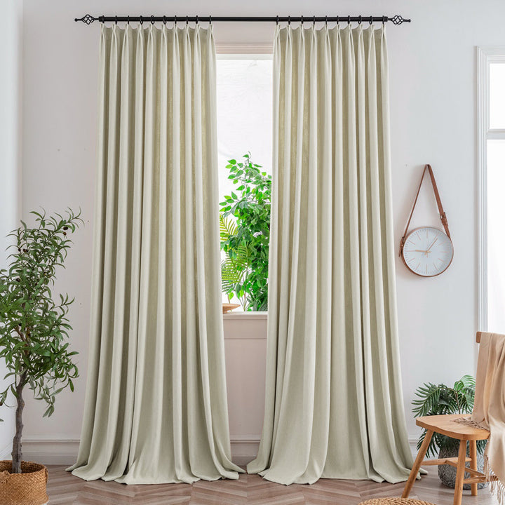 Light Khaki165-10 Aura Heavyweight Fantasy Cotton Custom Curtains For Living Room And Bedroom