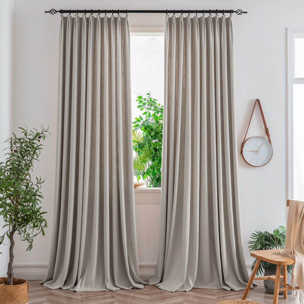 Khaki165-17 Aura Heavyweight Fantasy Cotton Custom Curtains For Living Room And Bedroom