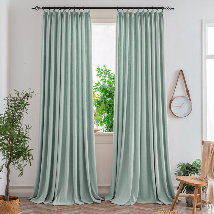 Light green165-21 Aura Heavyweight Fantasy Cotton Custom Curtains For Living Room And Bedroom