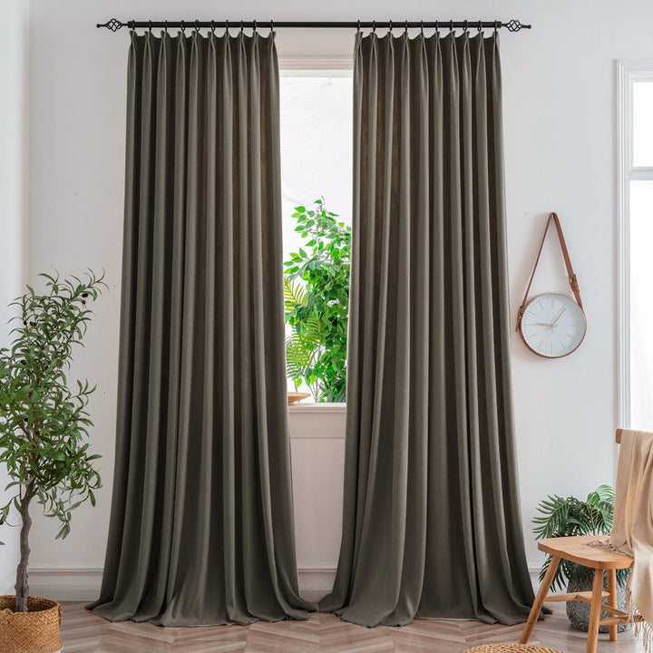 Chocolate165-25 Aura Heavyweight Fantasy Cotton Custom Curtains For Living Room And Bedroom