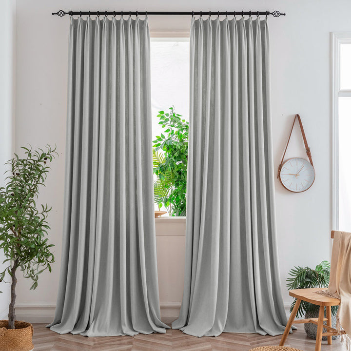 Gray165-8 Aura Heavyweight Fantasy Cotton Custom Curtains For Living Room And Bedroom