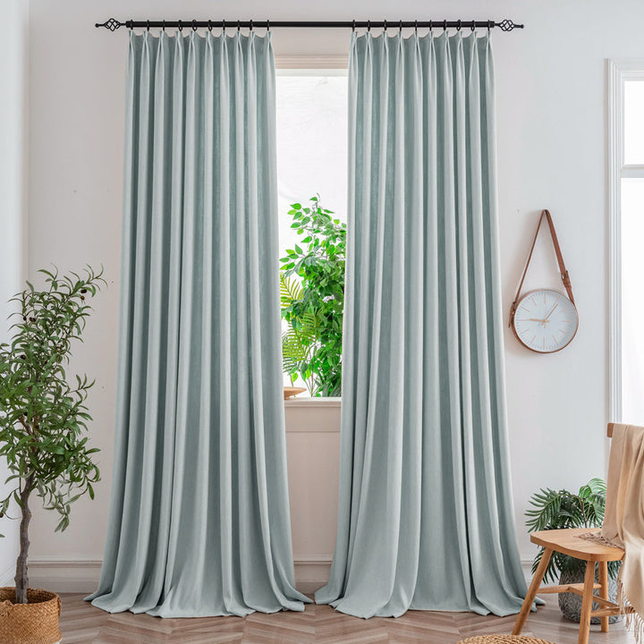 Blue165-9 Aura Heavyweight Fantasy Cotton Custom Curtains For Living Room And Bedroom