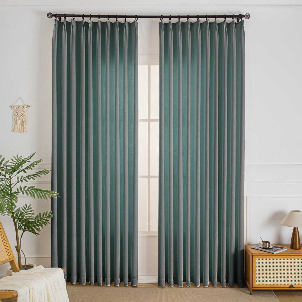Dark Gray-16 Elise Heavyweight Textured Faux Linen Custom Curtains