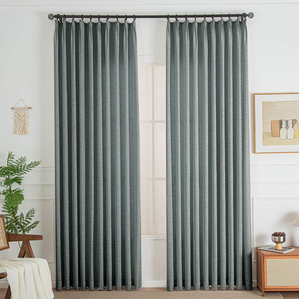Dark Grey 850-17 Lorna French Linen Custom Pleated Curtains Panel