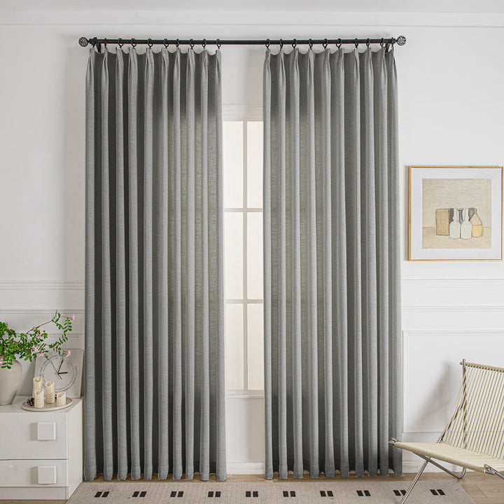 Smoky Gray-17 Cozy Heavyweight Linen Woven Custom Curtains