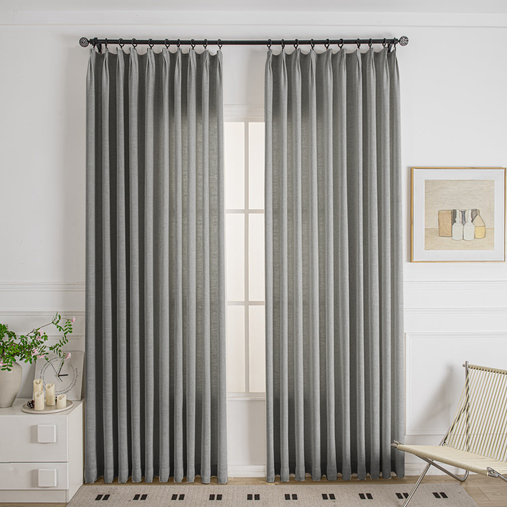 Smoky Gray-17 Cozy Heavyweight Linen Woven Bathroom Custom Curtains