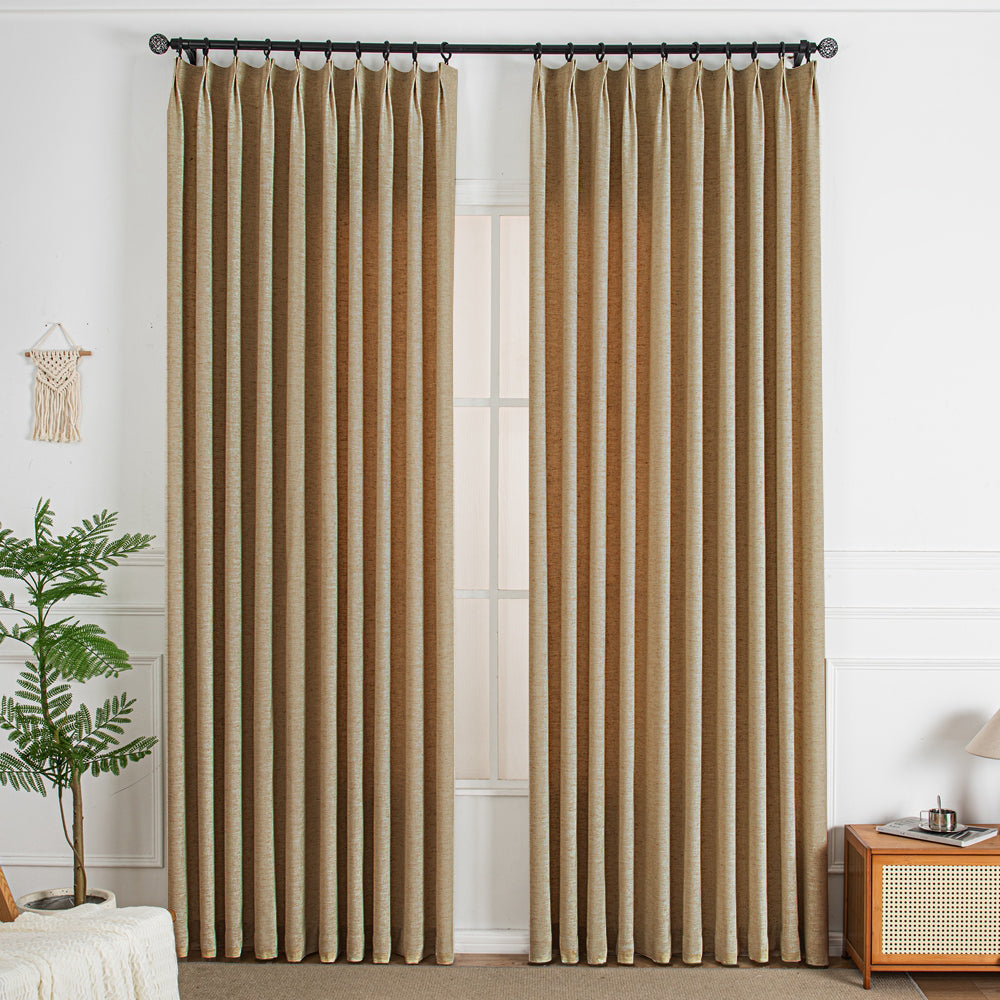 Brown-18 Thalia Textured Linen Custom Curtains