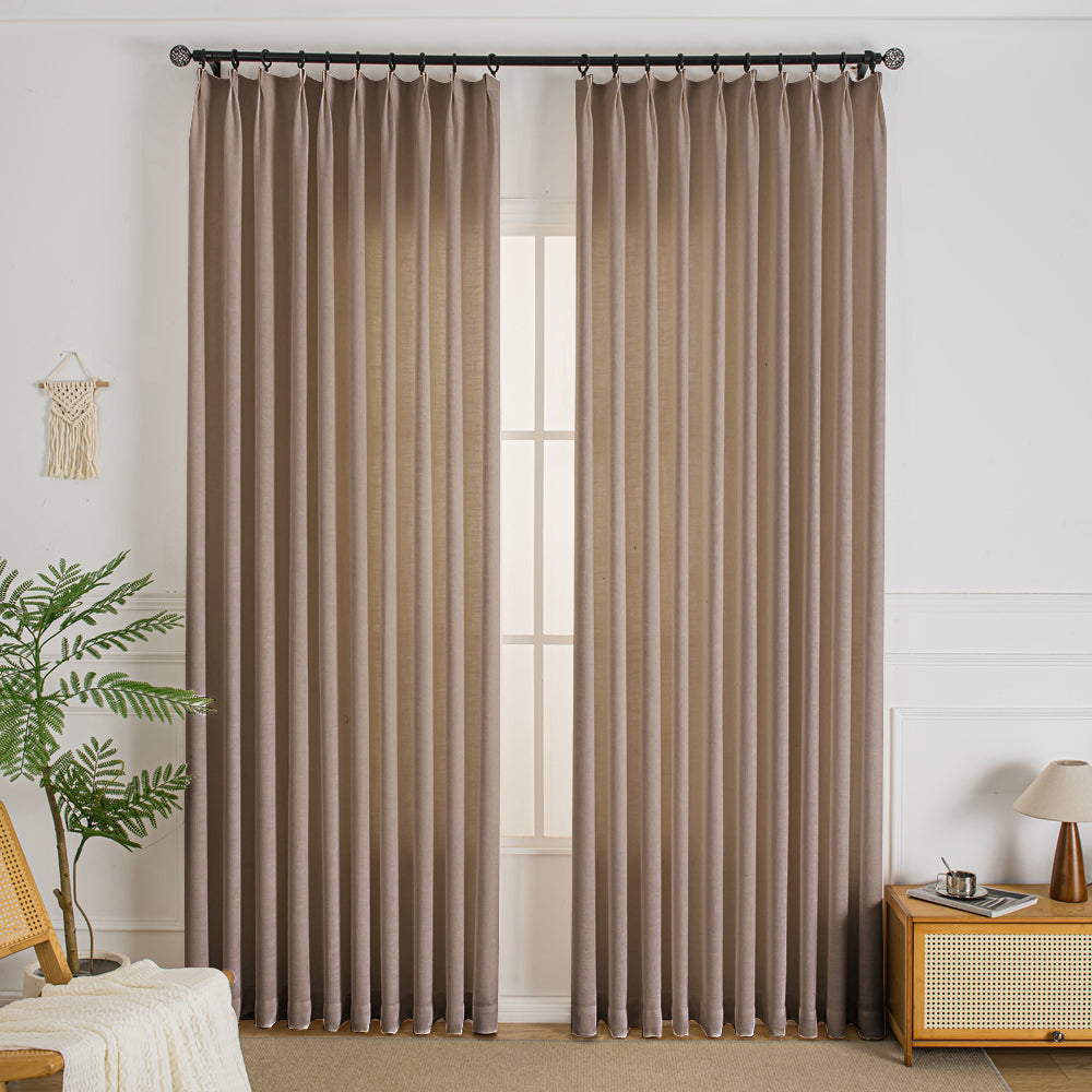Reddish Brown-19 Elise Heavyweight Textured Faux Linen Custom Curtains