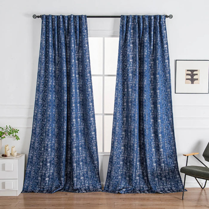 Harper Geometric Jacquard Cotton Blend Custom Drapes