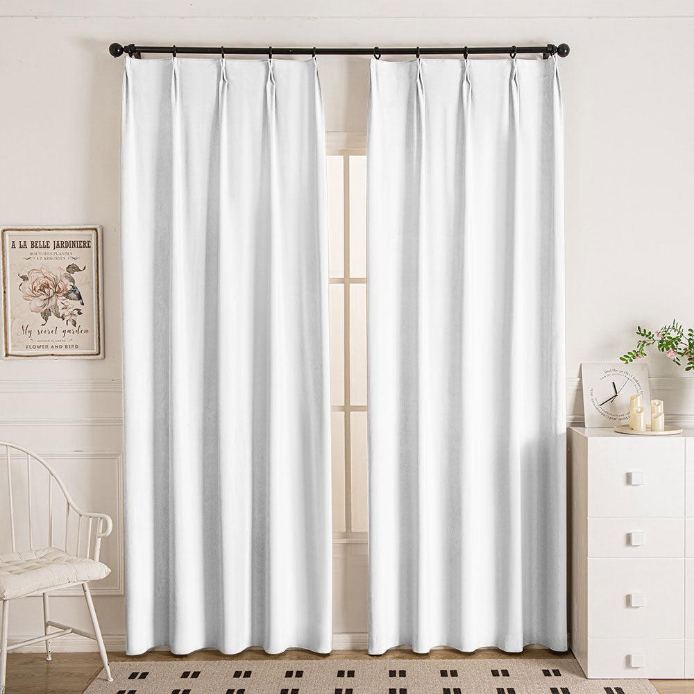 White-2 Doux Velvet Elegance Room Darkening Custom Curtains