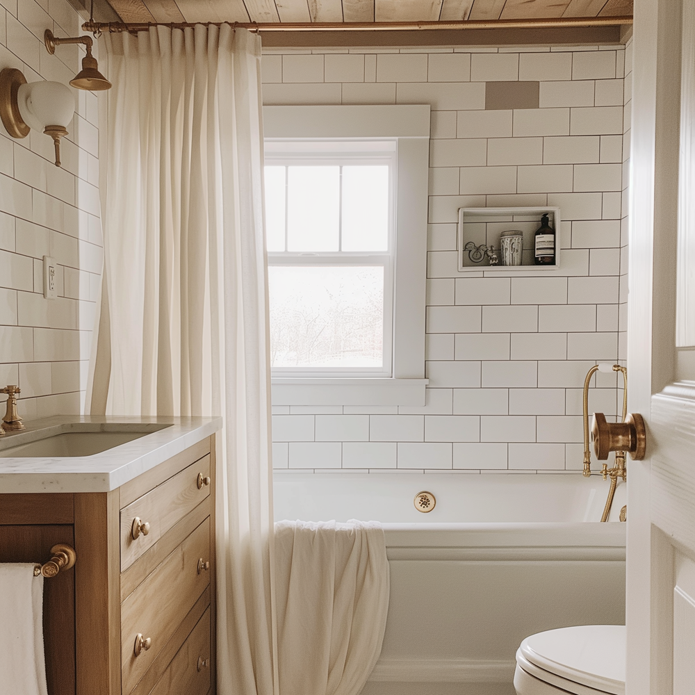 Linen Breezy Beige Linen Sheer Bathroom Custom Curtains
