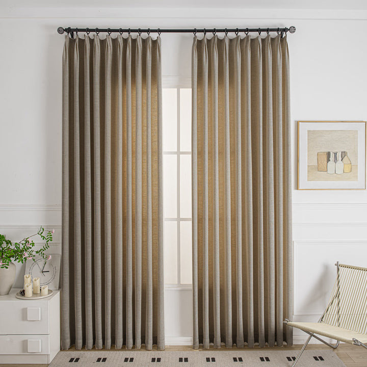Brown-20 Cozy Heavyweight Linen Woven Custom Curtains