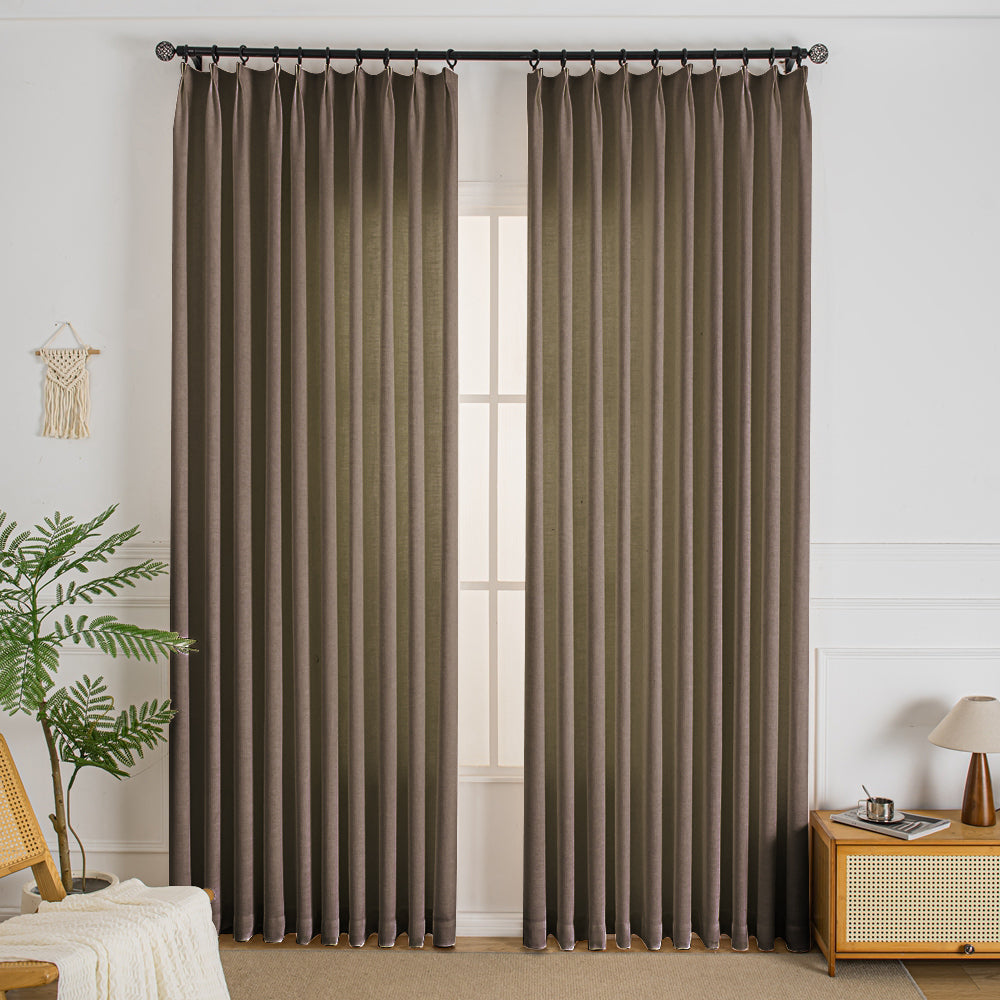 Brown-20 Elise Heavyweight Textured Faux Linen Custom Curtains