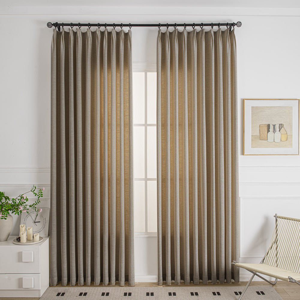 Brown-20 Cozy Heavyweight Linen Woven Bathroom Custom Curtains