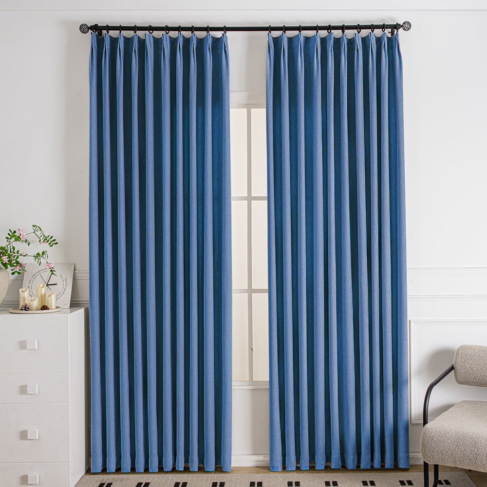 Tuscany Woven Faux Linen Pinch Pleat Custom Curtains