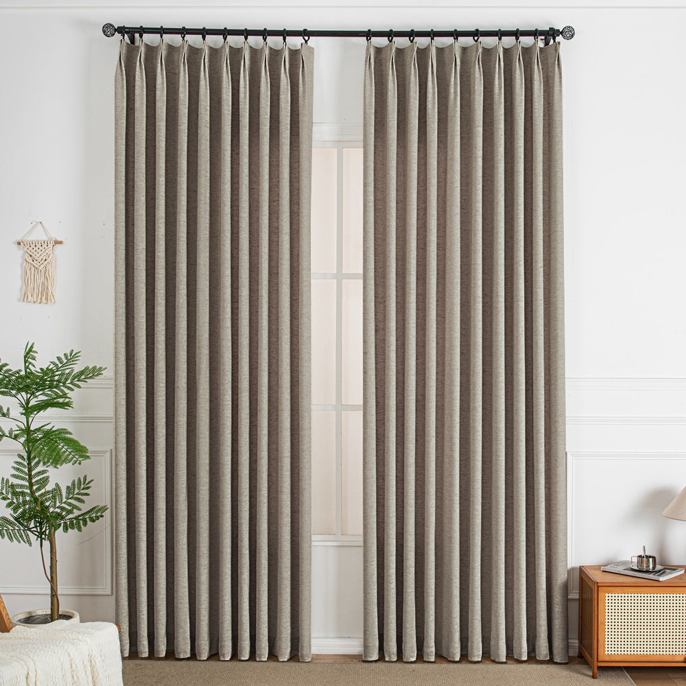 Gray-23 Thalia Textured Linen Custom Curtains