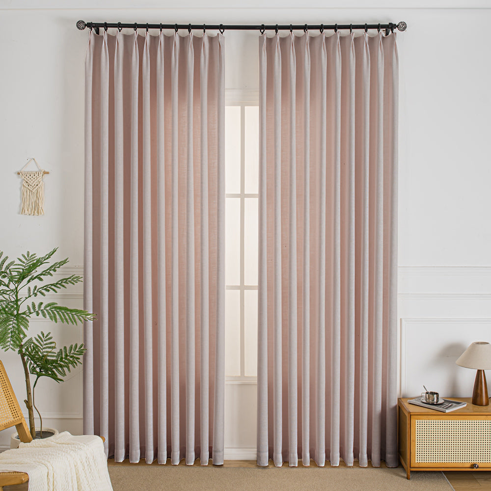 Pink-24 Elise Heavyweight Textured Faux Linen Custom Curtains