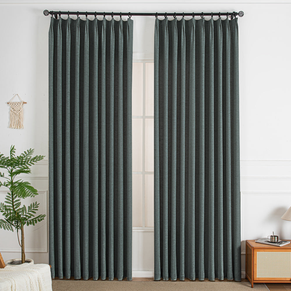 Charcoal Gray-26 Thalia Textured Linen Custom Curtains