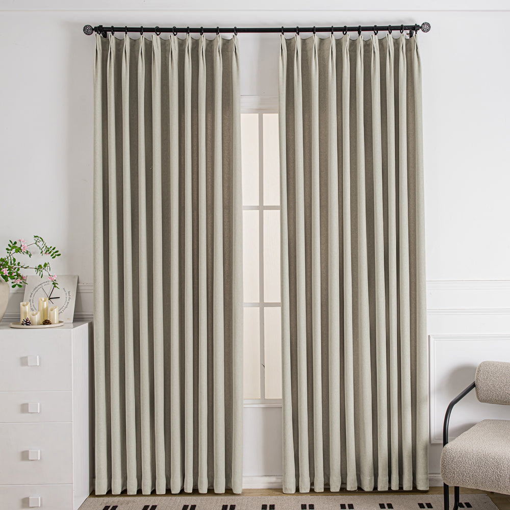 Tuscany Woven Faux Linen Pinch Pleat Custom Curtains
