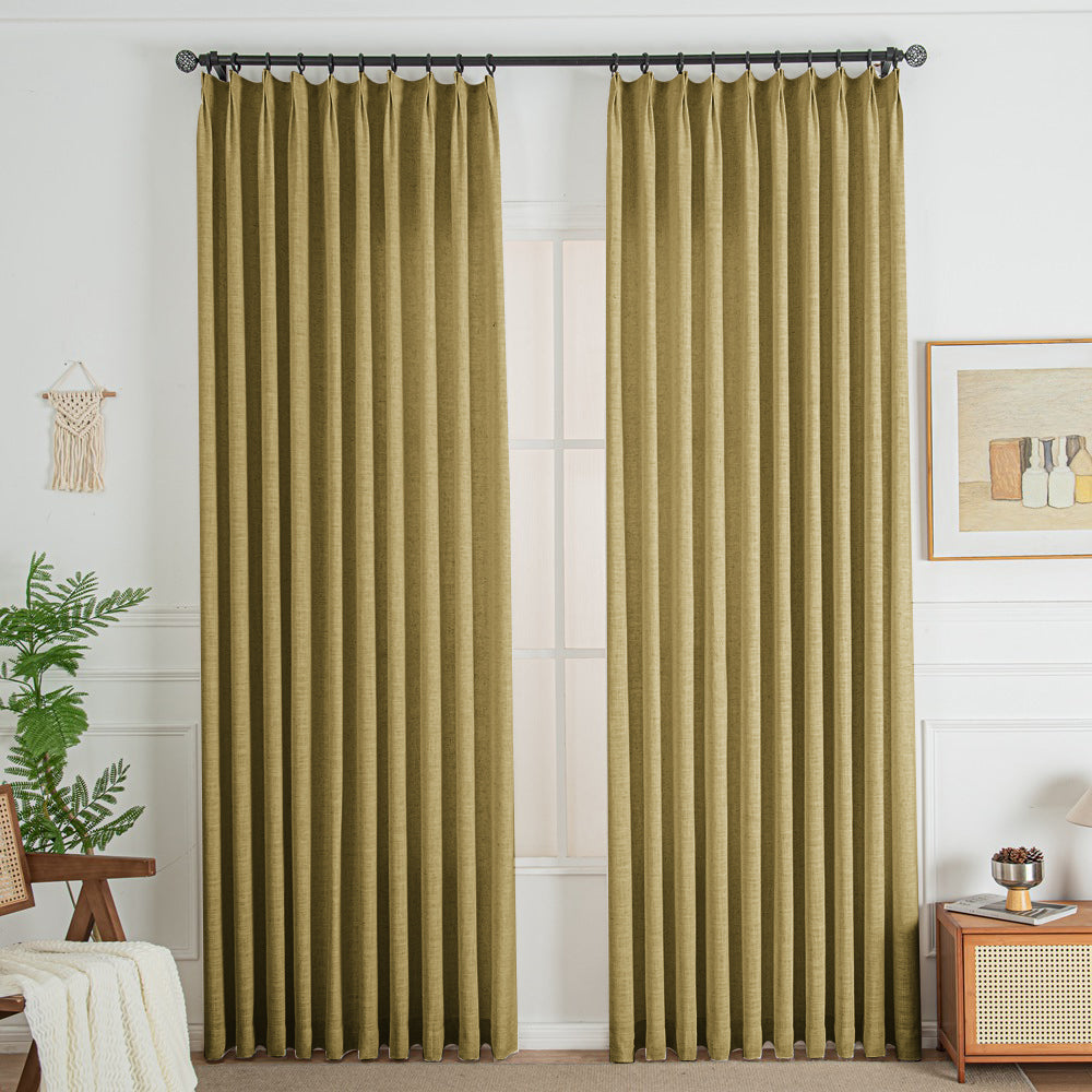 Khaki 850-28 Lorna French Linen Custom Pleated Curtains Panel