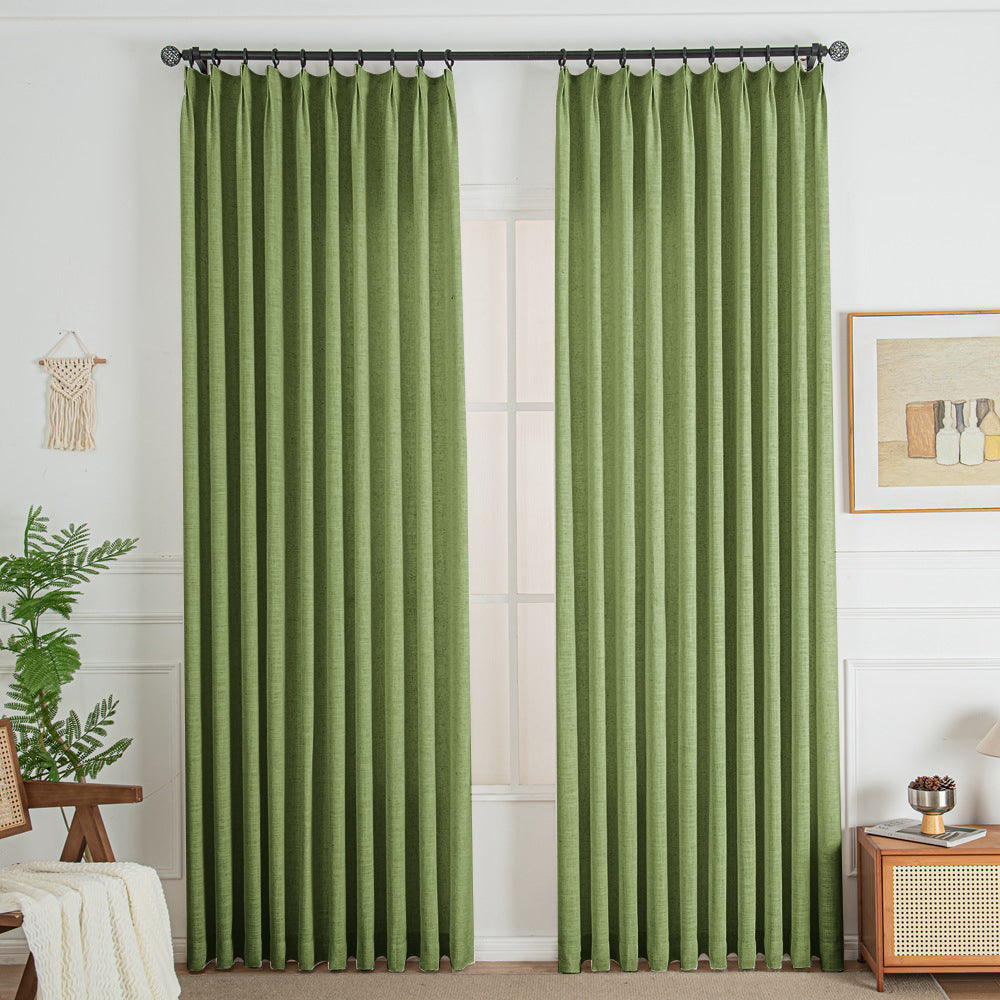 Jade Green Olive 850-29 Lorna French Linen Custom Pleated Curtains Panel