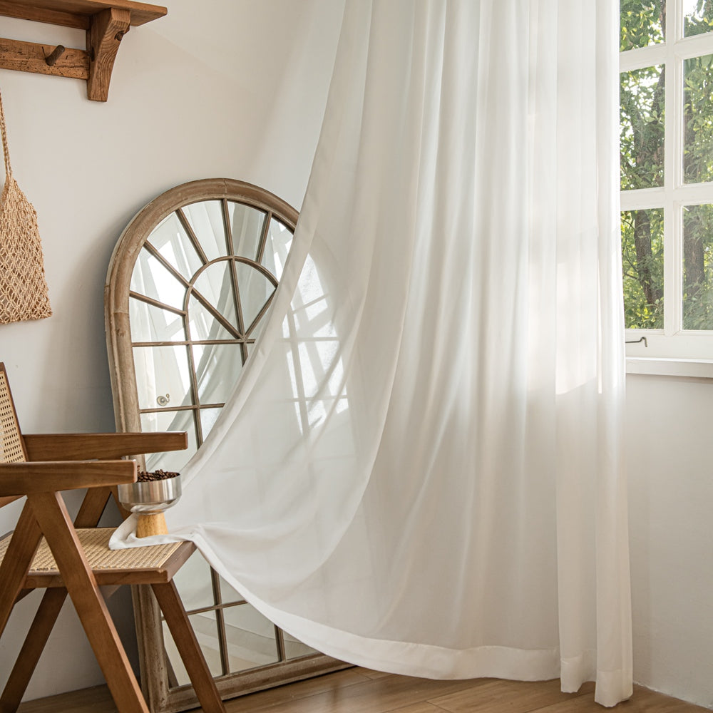 White Pure White Voile Sheer Custom Curtains