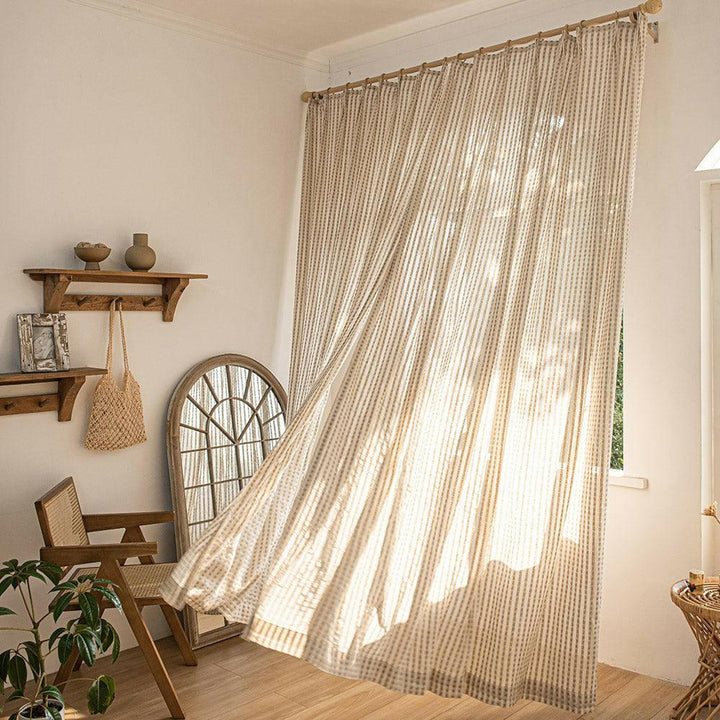 Eco-Lin Grid Harmony Linen Curtains - ixacurtains