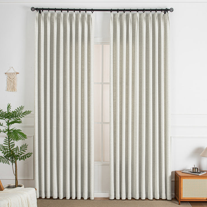 Ivory White-2 Thalia Textured Linen Custom Curtains