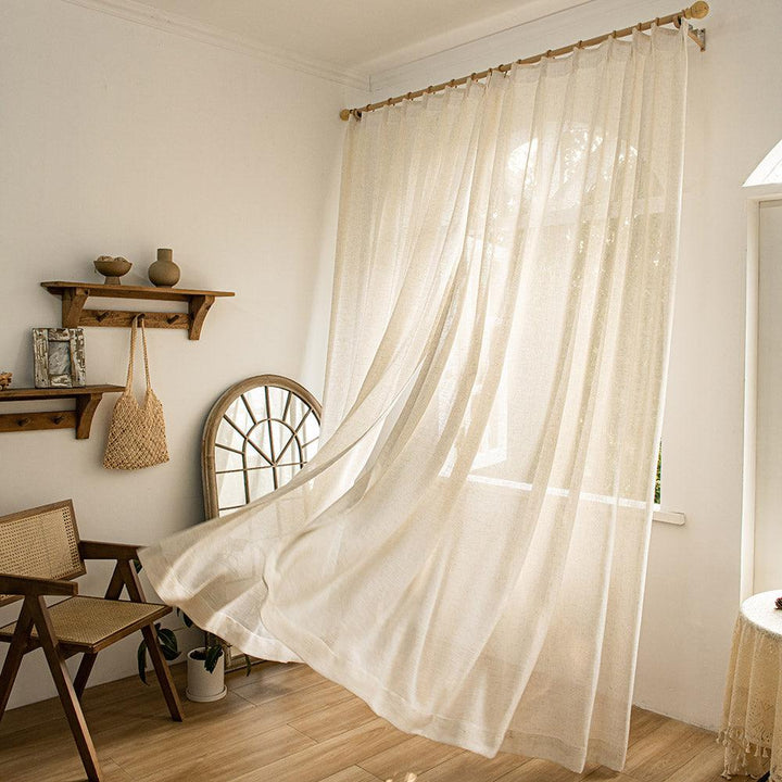 Linen Color Herb-Lin Beige Linen Sheer Custom Curtains