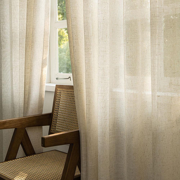Herb-Lin Ivory Linen Sheer Curtains