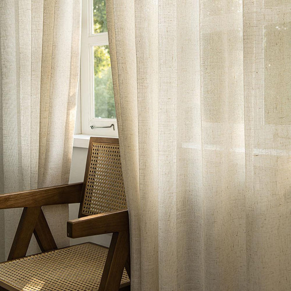 Herb-Lin Ivory Linen Sheer Curtains - ixacurtains