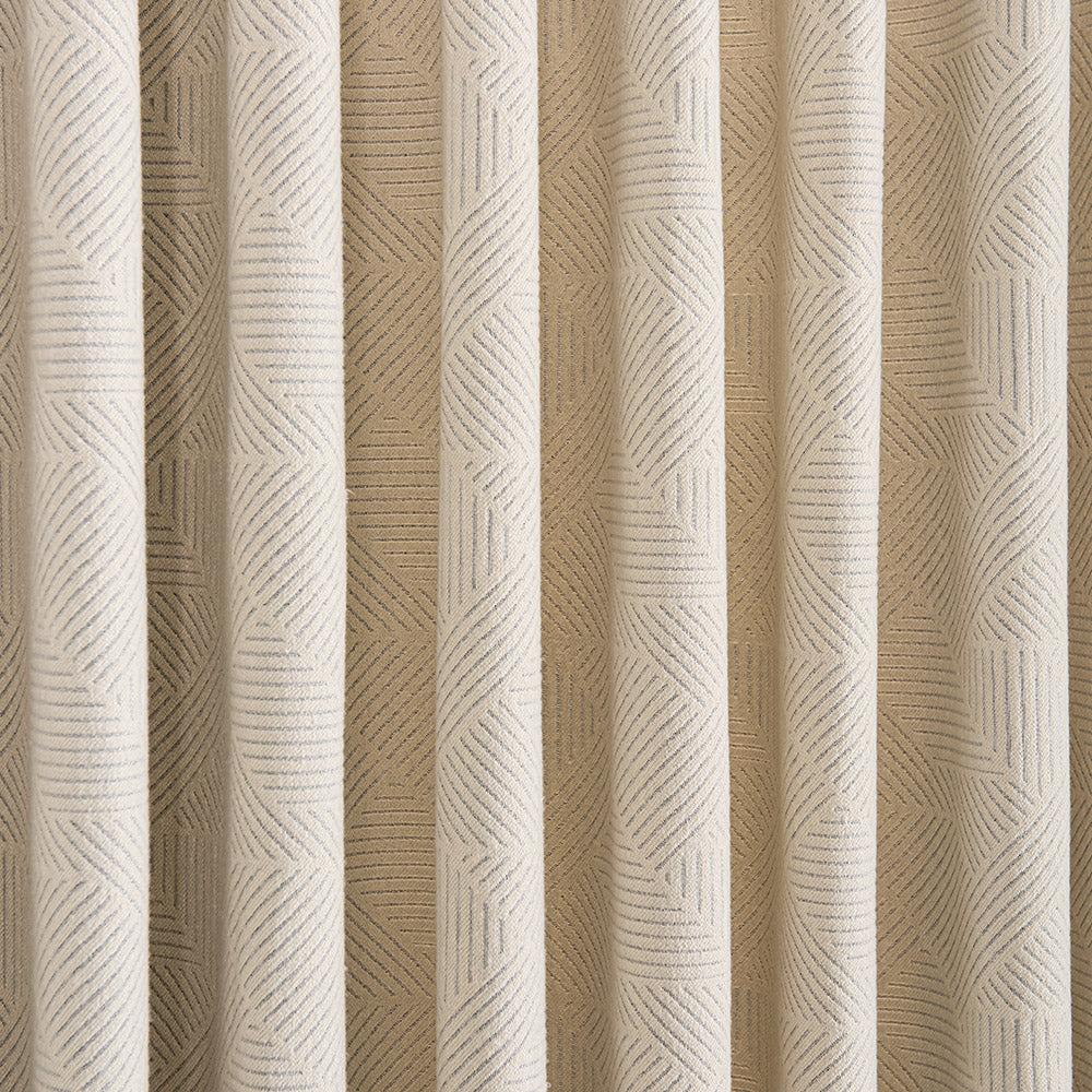 Boney Patterned Geometric Heavyweight Cashmere Feel Pleated Curtains Boney