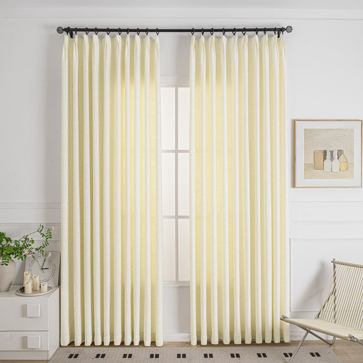 Pale Yellow-2 Cozy Heavyweight Linen Woven Custom Curtains