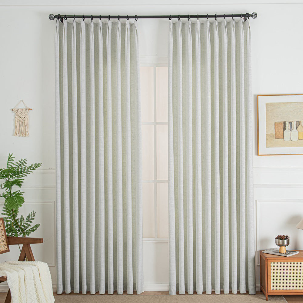 Ivory White 850-2 Lorna French Linen Custom Pleated Curtains Panel