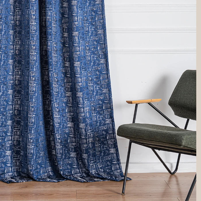 Harper Geometric Jacquard Cotton Blend Custom Drapes