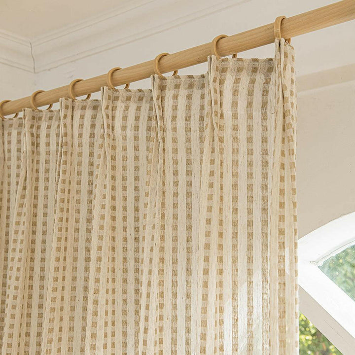 Eco-Lin Grid Harmony Linen Curtains - ixacurtains