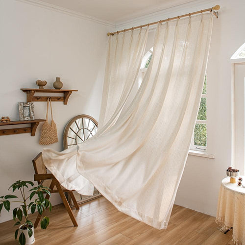 Flora-Lin Luxury Rhombus Texture Linen Custom Curtains Pleated Flora-Lin