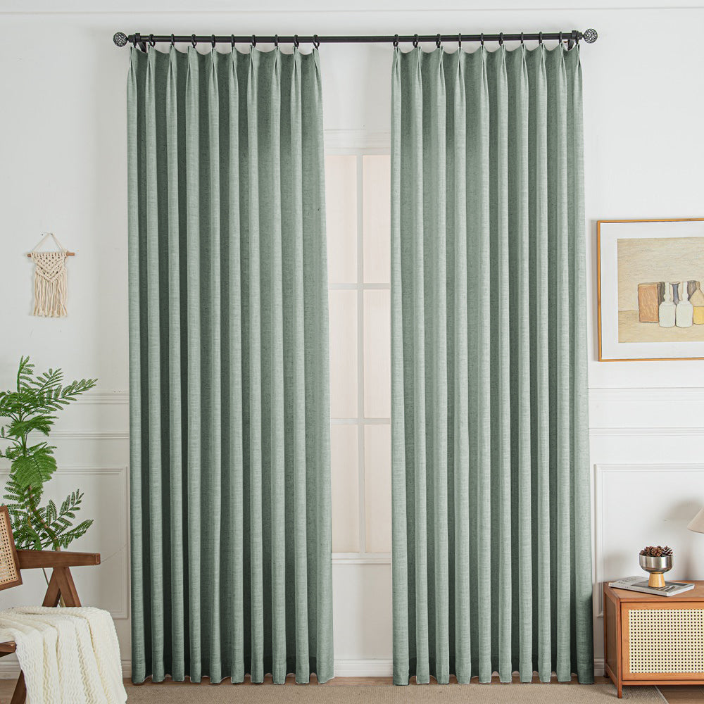 Pale Blue Aqua 850-33 Lorna French Linen Custom Pleated Curtains Panel